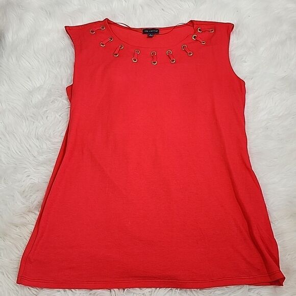 The Limited Coral Size L Rayon Sleeveless Spandex Top - Picture 5 of 7
